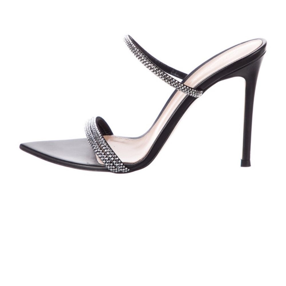 Elegant Black Stiletto Heels with Rhinestone Straps